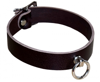 Lockable Leather Collar, dark brown