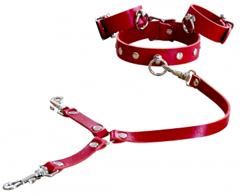 bondage set Hand & collar,  red