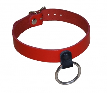 BDSM Collar with round ring - red