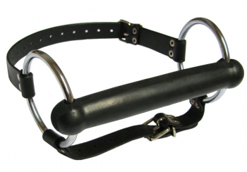 Premium bite mouth gag with neck and chin straps, black