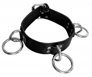 Premium Bondage Collar with 3 Rings and Triangle / 40 mm