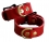 Abschließbare Fußfesseln mit D-Ring, Büffelleder, rot