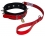 Abschließbares Halsband mit Lederleine schwarz / rot verschluss
