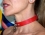 Edles Halsband der O mit 2 echten SWAROVSKI Kristallen, rot