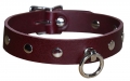 Lockable Leather studded Collar, bordeaux red