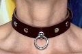 Lockable Leather studded Collar, red