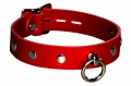 Lockable Leather studded Collar, red